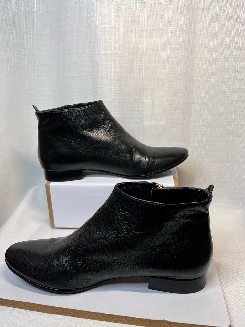 COLE HAAN GRAND.OS Soft Pebbled Leather Boots w/ Sleek Almond Toe & Low Heel